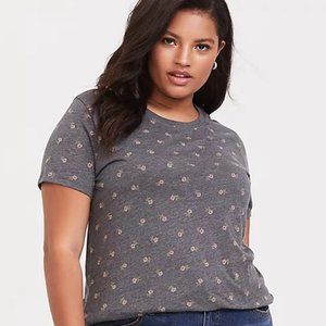 Torrid Dark Grey Rose Classic Fit Crew Tee